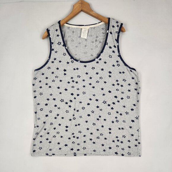Lucky Brand Tops - Lucky Brand Tank Top Women's Size XXL Star Print Gray Blue Stretch Racerback